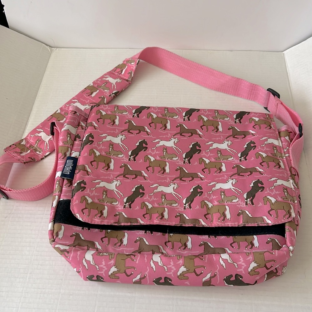 Wildkin pink Horses nylon book laptop bag